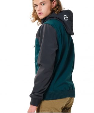 202.EM11.127-019 Emerson Men's Soft Shell Ribbed Jacket With Hood (forest/grey) alternative image