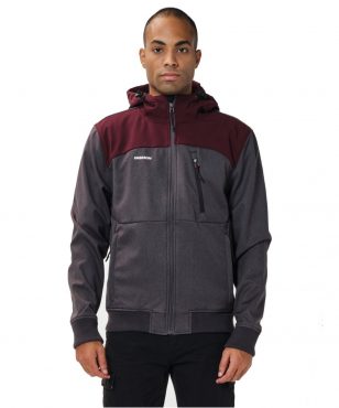 202.EM11.127-020 Emerson Men's Soft Shell Ribbed Jacket With Hood (gmd/wine)