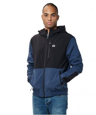 202.EM11.27-018 Emerson Men's Soft Shell Ribbed Jacket With Hood (blue/black)