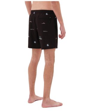 231.EM504.31CR-037 Emerson Men's Printed Volley Shorts Black alternative image