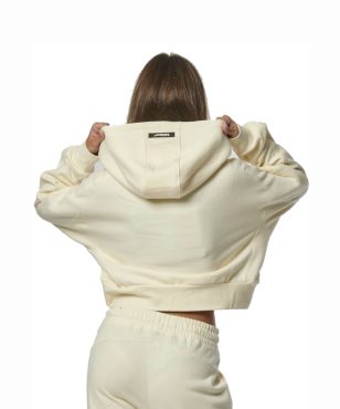 061329-011 Body Action  Oversized Cropped Hoodie Antique White alternative image